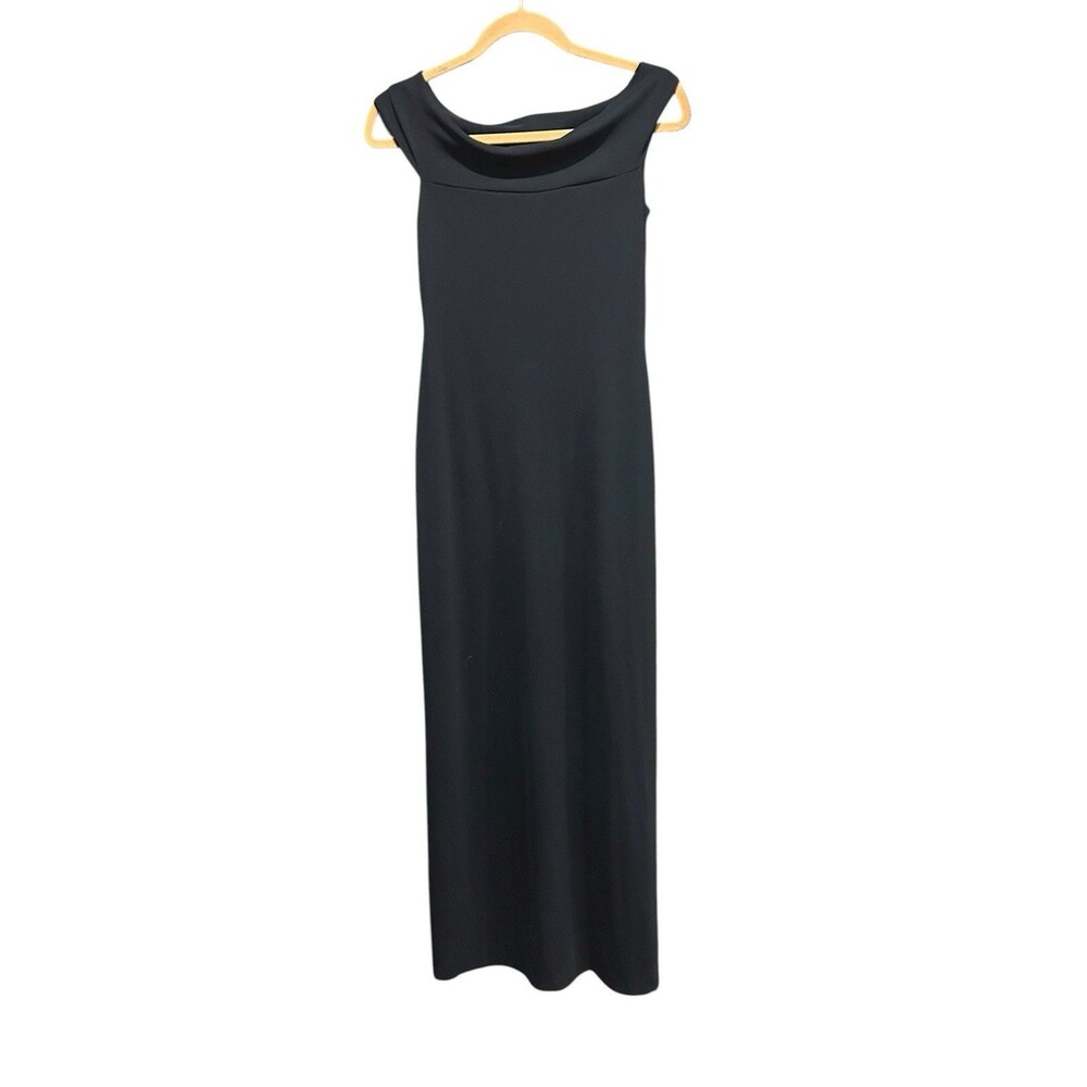 Vintage Laundry by Shelli Segal Dress Black Maxi Length Off Shoulder Size 6 y2k